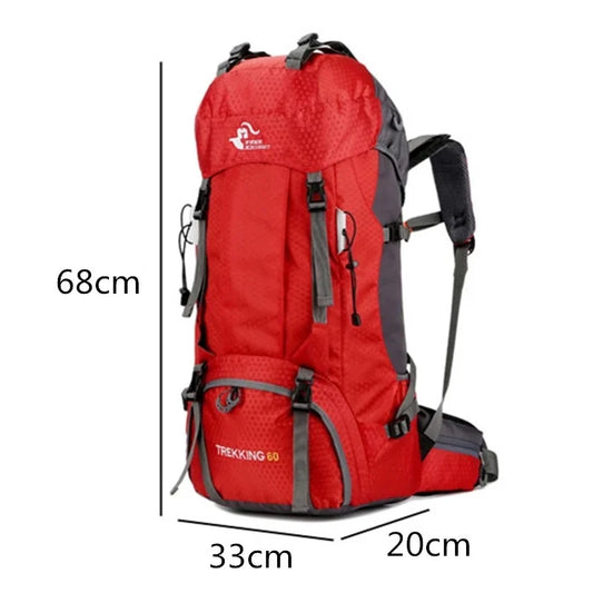 Outdoor Travel Backpack, 60L Capacity, Hiking and Camping Bag